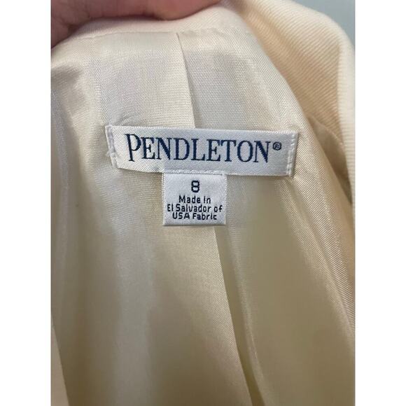 Pendleton Virgin Wool Cream Colored Blazer Womens Size 8 - Picture 7 of 9